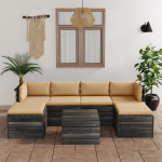 Vidaxl 7-delige Loungeset Met Kussens Pallet Massief Grenenhout - Beige