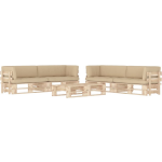 Vidaxl 6-delige Loungeset Pallet Met Kussens Geïmpregneerd Grenenhout - Beige