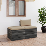 Vidaxl 2-delige Loungeset Met Kussens Pallet Massief Grenenhout - Beige