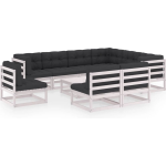 Vidaxl 10-delige Loungeset Met Kussens Massief Grenenhout - Wit