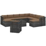 Vidaxl 12-delige Loungeset Pallet Met Kussens Massief Grenenhout - Bruin