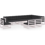 Vidaxl 11-delige Loungeset Met Kussens Massief Grenenhout - Wit