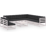 Vidaxl 10-delige Loungeset Met Kussens Massief Grenenhout - Wit