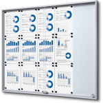 Jansen Display Vitrinekast / mededelingenbord kurk - met schuifdeuren - SLIM