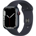 Apple Watch Series 7 4G 45mm Middernacht Aluminium Middernacht Sportband - Zwart