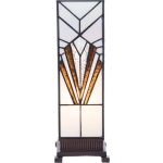 Clayre & Eef Tafellamp Tiffany 12x12x35 Cm / E14/max.1x25 W, - Ijzer, Glas, Kunststof - Bruin