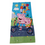 Carbotex badlaken Peppa Pig Fiets 70 x 140 cm katoen blauw