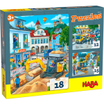 HABA kinderpuzzels In de Stad karton 3 delig