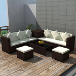 Vidaxl 8-delige Loungeset Met Kussens Poly Rattan - Bruin