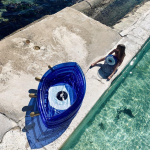 Sunnylife opblaaszwembad Greek eye 160 x 130 x 39 cm PVC blauw