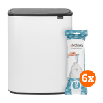 Brabantia Bo Touch Bin 2 x 30 Liter White + Vuilniszakken (120 stuks) - Wit