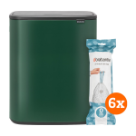 Brabantia Bo Touch Bin 2 x 30 Liter Pine Green + Vuilniszakken (120 stuks) - Groen