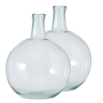 2x Stuks Stijlvolle Glazen Decoratieve Bloemenvaas In Het Transparant Glas Van 24 X 18 Cm - Vazen