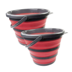 2x Stuks Opvouwbare Emmers/zwart 10 Liter - Emmers - Rood