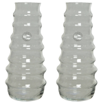 Decoris Set Van 2x Stuks Handgemaakte Vazen/bloemenvazen Ribbel 3,5 Liter Van Glas 13 X 30 Cm - Vazen