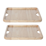 Cosy&Trendy 2x Stuks Kaarsenborden/kaarsenplateaus Hout Vierkant L29 X B29 X H2 Cm - Kaarsenplateaus - Bruin