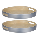 Cosy&Trendy 2x Stuks Kaarsenborden/kaarsenplateaus Zilver Bamboe Rond D30 Cm - Kaarsenplateaus - Silver