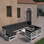 Vidaxl 10-delige Loungeset Met Kussens Massief Grenenhout - Wit