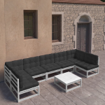 Vidaxl 8-delige Loungeset Met Kussens Massief Grenenhout - Wit