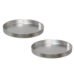 Bellatio Decorations 2x Stuks Ronde Kunststof Dienbladen/kaarsenplateaus Zilver D27 Cm - Kaarsenplateaus - Silver