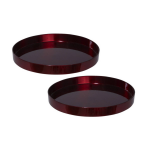 Bellatio Decorations 2x Stuks Ronde Kunststof Dienbladen/kaarsenplateaus D27 Cm - Kaarsenplateaus - Rood