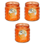 3x Stuks Citronella Kaarsen Tegen Insecten In Glazen Pot 12 Cm - Geurkaarsen - Oranje