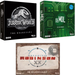 Spellenset - 3 Stuks - Jurassic World The Boardgame & Wie Is De Mol De Code Opdracht & Expeditie Robinson De Eilandraad