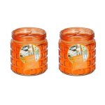 2x Stuks Citronella Kaarsen Tegen Insecten In Glazen Pot 12 Cm - Geurkaarsen - Oranje