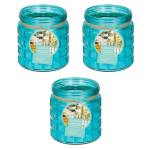 3x Stuks Citronella Kaarsen Tegen Insecten In Glazen Pot 12 Cm - Geurkaarsen - Blauw