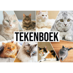 Bellatio Decorations 2x A4 Katten Waaier Schetsboek/ Tekenboek/ Kleurboek/ Schetsblok Papier - Schetsboeken - Wit