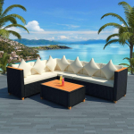 Vidaxl 4-delige Loungeset Met Kussens Poly Rattan - Zwart