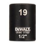 DeWalt Impact dop 19mm 1/2" (Kort - 38mm) - DT7537-QZ
