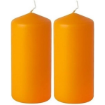2x Stompkaarsen 15 Cm - Stompkaarsen - Oranje
