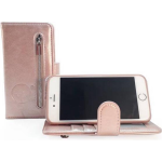 Hem Apple Iphone 12 - Rosé Gold Leren Rits Portemonnee Hoesje - Lederen Wallet Case Tpu Meegekleurde Binnenkant- Book Case - - Roze