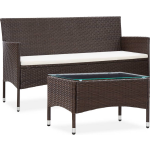 Vidaxl 2-delige Loungeset Met Kussen Poly Rattan - Bruin