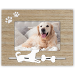 Houten Fotolijstje Met Honden Decoratie Geschikt Voor Een Foto Van 10 X 15 Cm - Fotolijsten - Bruin