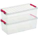 2x Kunststof Stapelbare Opbergbak 9,5 Liter 48,5 X 19 X 14,7 Cm - Opbergbox - Rood