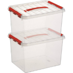 2x Kunststof Stapelbare Opbergbak 22 Liter 40 X 30 X 26 Cm - Opbergbox - Rood