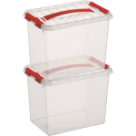 2x Kunststof Stapelbare Opbergbak 9 Liter 30 X 20 X 22 Cm - Opbergbox - Rood