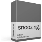Snoozing Katoen Split Hoeslaken - 100% Katoen - Lits-jumeaux (200x200 Cm) - Antraciet - Grijs