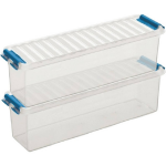 2x Kunststof Stapelbare Opbergbak 1,3 Liter 27 X 8,4 X 9 Cm - Opbergbox - Blauw