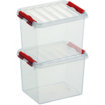 2x Kunststof Stapelbare Opbergbak 3 Liter 20 X 15 X 14 Cm - Opbergbox - Rood