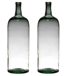 Bellatio Decorations 2x Stuks Transparante Luxe Stijlvolle Flessen Vaas/vazen Van Glas 60 X 19 Cm - Bloemen/takken Vaas Voor Binnen Gebruik