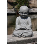 Stone-lite Boeddha Shaolin Monnik Hand Gevouwen 20x18x42 Cm Licht Fiberclay - Grijs