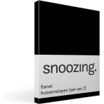 Snoozing Flanel Kussenslopen (Set Van 2) - 100% Geruwde Flanel-katoen - 60x70 Cm - Standaardmaat - - Zwart