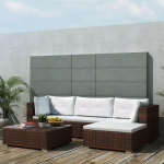 Vidaxl 5-delige Loungeset Met Kussens Poly Rattan - Bruin