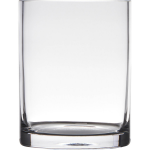 Bellatio Design Transparante Home-basics Cylinder Vorm Vaas/vazen Van Glas 15 X 12 Cm - Vazen