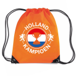 Bellatio Decorations Holland Kampioen Beker Nylon Supporter Rugzakje/sporttas - Ek/ Wk Voetbal / Koningsdag - Gymtasje - Zwemtasje - Oranje