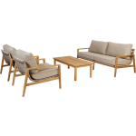 Exotan Florida Stoel-bank Teak Loungeset - 4-delig - Bruin