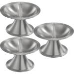 3x Ronde Metalen Stompkaarsenhouder Zilver Voor Kaarsen 5-6 Cm Doorsnede - Kaarsenplateaus - Silver